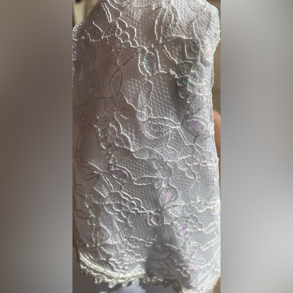 Vintage 90s off white beaded lace Victorian blouse - Picture 7 of 10